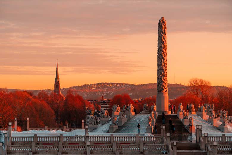 Coucher de soleil au parc Vigeland